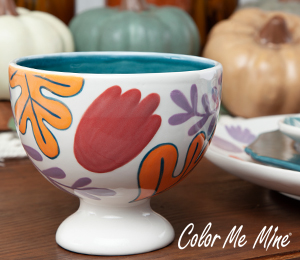 Color Me Mine Floral Pedestal Bowl