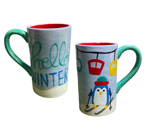 Color Me Mine Skiing Penguin Mug